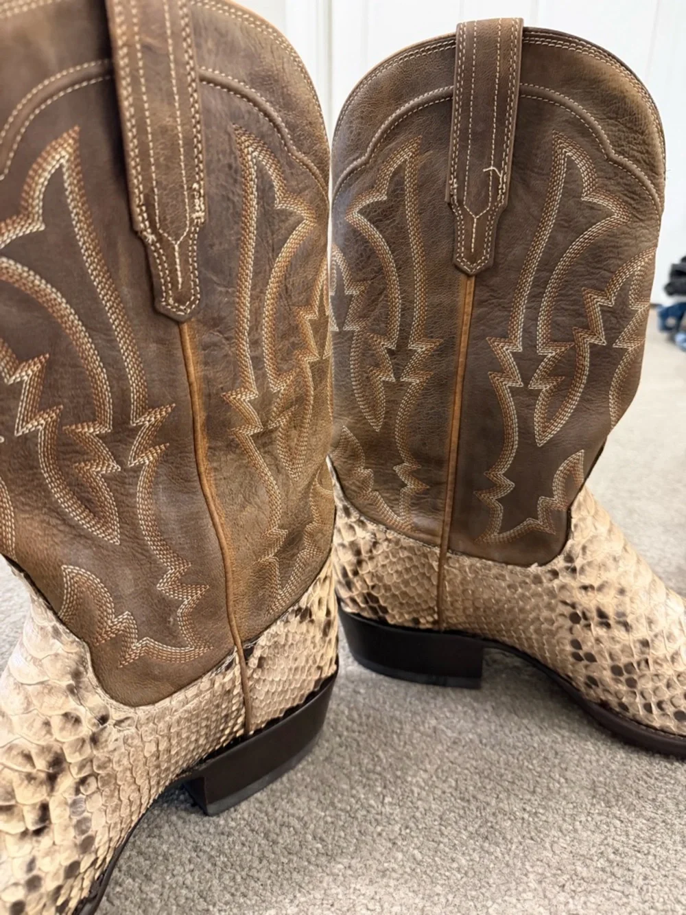 Tecovas Brown and White Leather Western Boots- Limited Edition The Barton - Picture 4 of 7